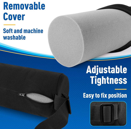 Grey Portable McKenzie Method Ergonomic Lumbar Support Roll - Adjustable Memory Foam Cylinder Pillow with Breathable Cover