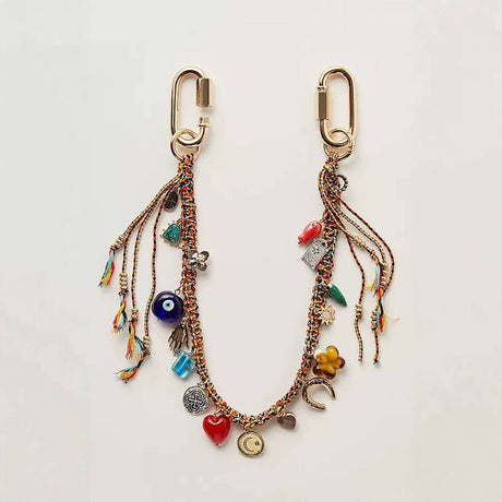 #3541 + #3546 Bohemian Vintage Ceramic Keychain Bag Charm - Multi-Layered Handcrafted Lucky Ethnic Bag Styling Accessory & Mother's Day Gift