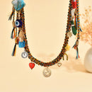 #4167 + #3082 3-Layered Bohemian Vintage Ceramic Keychain Bag Charms - Handcrafted Lucky Ethnic Bag Styling Accessory & Mother's Day Gift