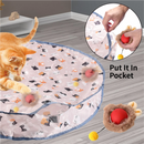 Interactive Hunting Hidden Prey Cat Toy Set - Red Plush Automatic Moving Ball & 72CM Large Crinkle Hunting Cover - Smart Obstacle Avoidance, USB Rechargeable