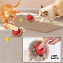 Interactive Hunting Hidden Prey Cat Toy Set - Red Plush Automatic Moving Ball & 72CM Large Crinkle Hunting Cover - Smart Obstacle Avoidance, USB Rechargeable
