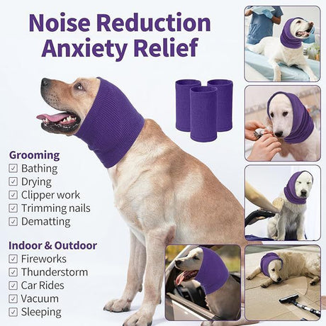 3-Pack(S/M/L Size) Blue Instant Calming Dog Warm Hoods and Ear Covers - Anxiety Relief Noise Reduction & Grooming Support, Breathable Full-Head Protection