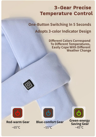 Beige USB Powered Graphene Rapid Heated Scarf - 80 x 10 CM Washable Winter Thermal Wrap with 3-Level Temp for Cervical Support & Pain Relief