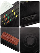 Coffee Handcrafted Genuine First-Layer Cowhide Wallet & Card Case for Men - Multi-Slot Ultra-Slim Bifold, Integrated AirTag Holder & RFID Blocking