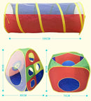 3-in-1 Kids' Pop-Up Foldable Play Tent & Adventure Tunnel Set - Giant Indoor/Outdoor Playpark with Ball Pit & Basketball Hoop