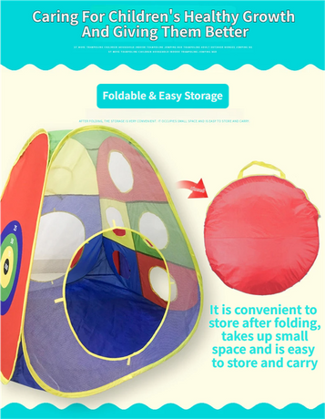 3-in-1 Kids' Pop-Up Foldable Play Tent & Adventure Tunnel Set - Giant Indoor/Outdoor Playpark with Ball Pit & Basketball Hoop