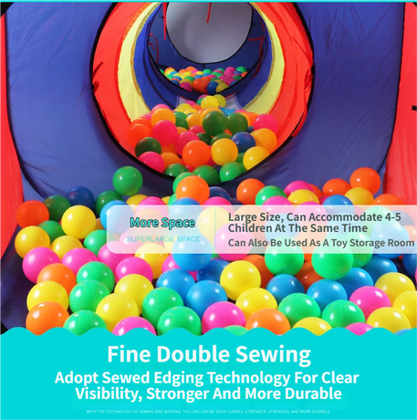 4-in-1 Kids' Pop-Up Foldable Play Tent & Adventure Tunnel Set - Giant Indoor/Outdoor Playpark with Ball Pit & Basketball Hoop