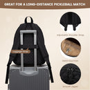 Black Large Tennis & Pickleball Quilted Backpack and Sports Travel Tote for Men and Women - Racket Compartment, 2 Side Pockets & Multi-Pocket Organization (32x17x44.5 CM)