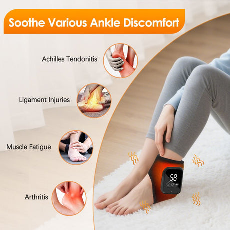 2-Pack Black Wireless Rechargeable Heated Ankle Massager - 3 Heat Levels & 3 Vibrating Intensities Foot Joint Wrap for Pain Relief and Recovery