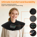 Black Wireless Large Coverage Heated Shoulder & Neck Wrap - TypeC Rechargeable Thermal Therapy Shawl with 4 Temp Levels & 5 Timers