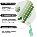 Green Striped Fiberglass Pickleball Paddle with Neoprene Protective Cover - Shock Absorbing Honeycomb Core & Anti-Slip Grip - USAPA Standard Lightweight Sports Racket