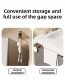 33CM Moisture Aluminum Folding Towel Rack Integrated Bottom Hook - 90° Folding Black Walnut Grain Wall-Mounted Drying Rod and Organize