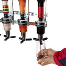 Professional Wall-Mounted Alcohol Tot Dispenser (4 Head) - Heavy Duty Adjustable Metal Wine Rack Decor with Spring-Loaded Bottle Holder
