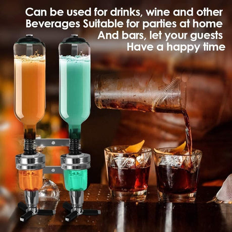 Professional Wall-Mounted Alcohol Tot Dispenser (4 Head) - Heavy Duty Adjustable Metal Wine Rack Decor with Spring-Loaded Bottle Holder