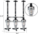 Professional Wall-Mounted Alcohol Tot Dispenser (4 Head) - Heavy Duty Adjustable Metal Wine Rack Decor with Spring-Loaded Bottle Holder