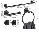 5PCS Matt Silver Stainless Steel Bathroom Organizer Set - Wall-Mounted Rotatable Towel Bar, Toilet Paper Holder, Towel Ring & Versatile T-shaped Hooks