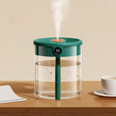 Green 2L Dual-Spray Ultrasonic Humidifier and Air Diffuser with Night Light - USB Powered, Quiet Operation, Smart Digital Display & Real-Time Humidity Sensor