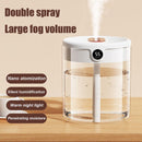 Green 2L Dual-Spray Ultrasonic Humidifier and Air Diffuser with Night Light - USB Powered, Quiet Operation, Smart Digital Display & Real-Time Humidity Sensor