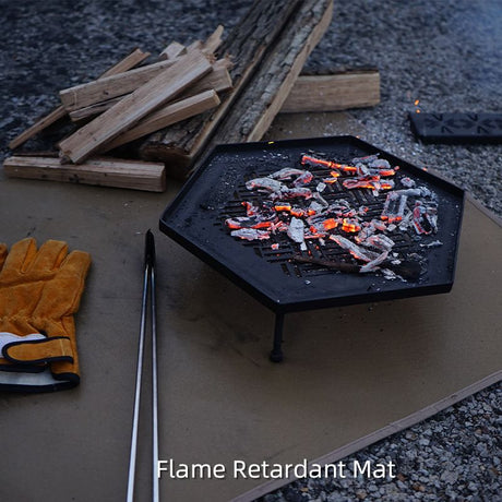 60 x 52 CM L Size Fireproof Outdoor Mat with Storage Bag - Silicone Coated Heat Resistant, Fire Pit Protector & BBQ Table Heat Shield