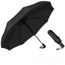 Black 97CM Large Folding Automatic Travel Umbrella with 8 Reinforced Fiberglass Ribs - Lightweight Compact Rain & Sun Shield for Backpack Travel and Commuting