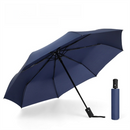 Blue 97CM Large Folding Automatic Travel Umbrella with 8 Reinforced Fiberglass Ribs - Lightweight Compact Rain & Sun Shield for Backpack Travel and Commuting