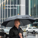 Blue 97CM Large Folding Automatic Travel Umbrella with 8 Reinforced Fiberglass Ribs - Lightweight Compact Rain & Sun Shield for Backpack Travel and Commuting