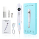 White USB Powered Physical Mole Removal Pen with LCD Display, 7 Needles & 9-Levels Adjustable Intensity - Professional Skin Tag and Dark Spot Remover