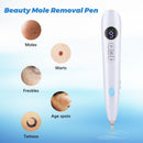 White USB Powered Physical Mole Removal Pen with LCD Display, 7 Needles & 9-Levels Adjustable Intensity - Professional Skin Tag and Dark Spot Remover