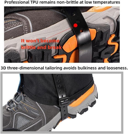 Green Breathable Nylon Waterproof Hiking Leg Gaiters and Snow Boot Gaiters (Fleece Lining) - Unisex Adjustable Sand & Mud Protection for Mountaineering & Desert Trekking, S Size