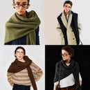 Black Retro Wool Blend 190x70cm Knitted Triangle Scarf - Multifunction Warm Shawl Wrap with Elegant Minimalist Design for Fall Winter Versatile Styling