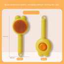 2 Pcs Yellow Pet Self-Cleaning Slicker Brush for Cats and Dogs - Rabbit Ear Design with Stainless Steel Needles and ABS Handle - Gentle Deshedding and Massage Tool for Long Hair Breeds