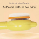 2 Pcs Yellow Pet Self-Cleaning Slicker Brush for Cats and Dogs - Rabbit Ear Design with Stainless Steel Needles and ABS Handle - Gentle Deshedding and Massage Tool for Long Hair Breeds