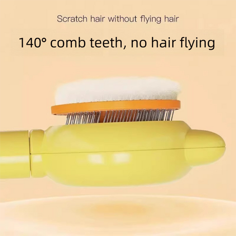 2 Pcs Yellow Pet Self-Cleaning Slicker Brush for Cats and Dogs - Rabbit Ear Design with Stainless Steel Needles and ABS Handle - Gentle Deshedding and Massage Tool for Long Hair Breeds