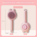 2 Pcs Pink Pet Self-Cleaning Slicker Brush for Cats and Dogs - Rabbit Ear Design with Stainless Steel Needles and ABS Handle - Gentle Deshedding and Massage Tool for Long Hair Breeds