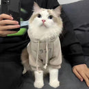 2-Pack S sizeTrendy Pet Hoodie with "1977" Print - Warm Winter Wear for Cats and Small Dogs - with Plush Lining -   Beige and Dark Grey