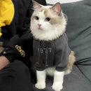 2-Pack L sizeTrendy Pet Hoodie with "1977" Print - Warm Winter Wear for Cats and Small Dogs - with Plush Lining -   Beige and Dark Grey
