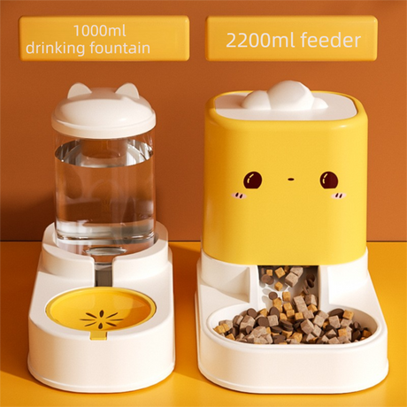 Pink  Cat & Dog Automatic Feeder & Waterer Set – 2-in-1 Dry & Wet Separation Station with 2200ml Food & 1000ml Water Capacity