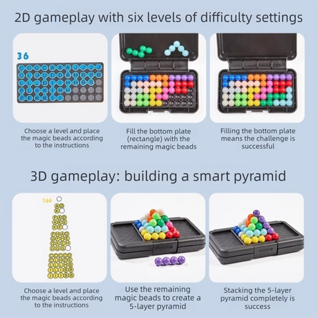 Black Rectangular Smart XO Puzzle — A portable logic game suitable for both children and adults, featuring numerous levels and crafted from ABS material.