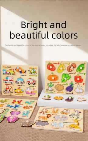 Puzzle Board for Toddlers - Early Learning Shape Sorter & Hand-Eye Coordination Toy for Kids 3+, Educational & Durable【Vegetable Style】
