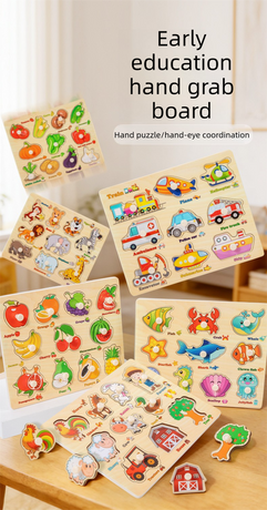 Puzzle Board for Toddlers - Early Learning Shape Sorter & Hand-Eye Coordination Toy for Kids 3+, Educational & Durable【Vegetable Style】