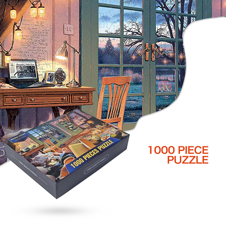 2 PCS 1000 Piece Jigsaw Puzzle for Adults - Animal & Landscape Art Design, Stress Relief Brain Game - Premium Quality Paper Puzzle for Teens Adults Ages 14+ 【Space+home】