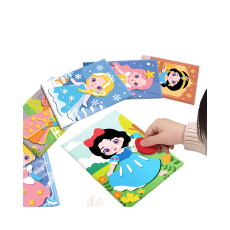 2-pce Kids 3D EVA Foam Sticker Art Kit - Princess Theme DIY Craft Activity Set with 12 Designs, Self-Adhesive Pre-Cut Shapes, Creative Handmade Gift Box for Girls Ages 4+ Preschool Educational Toy【Animals+ Oceans】