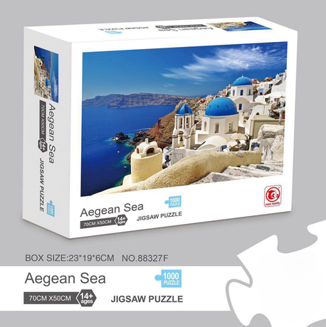 1000 piece  Jigsaw Puzzle for Adults - Landscape Cityscape Art, Premium Quality Paper Cardboard, 70x50cm Finished Size, Stress Relief Brain Game Gift for Ages 14+ 【Aegean Sea】