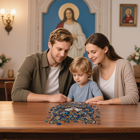 M Style Blue-Eyed Cat Wooden Jigsaw Puzzle -Irregular Animal Shaped Puzzle with DIY Piggy Bank Option, Laser Cut 3D Craft, Stress Relief Brain Game Gift for Adults 14+