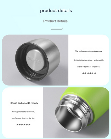 2-piece White and Black Premium 304 Stainless Steel Vacuum Insulated Water Bottle - 532ml Large Capacity Sports Flask with 12-24 Hour Thermal Retention, Leak-Proof Portable Travel Mug for Gym, Office, Car and Outdoor Activities