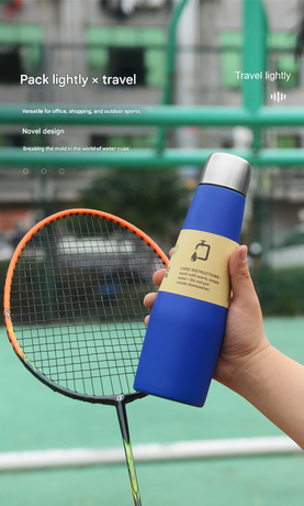 2-piece Red and Blue Premium 304 Stainless Steel Vacuum Insulated Water Bottle - 532ml Large Capacity Sports Flask with 12-24 Hour Thermal Retention, Leak-Proof Portable Travel Mug for Gym, Office, Car and Outdoor Activities