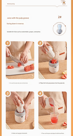 Portable Manual Citrus Juicer Hand Press Lemon Orange Squeezer 2-in-1 Reamer with Built-in 470ml Cup, PP Material Lightweight Fruit Juicer for Kitchen Travel Camping, Easy Clean