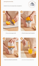 Portable Manual Citrus Juicer Hand Press Lemon Orange Squeezer 2-in-1 Reamer with Built-in 470ml Cup, PP Material Lightweight Fruit Juicer for Kitchen Travel Camping, Easy Clean