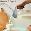 Grey Glass Mason Jar Pitcher 32oz with Flip Lid Pour Spout Milk Jug Leak-Proof Airtight Seal Wide Mouth Beverage Container Cold Brew Coffee Iced Tea Juice Milk Dispenser Fridge Storage