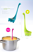 3-piece Blue and Red and Green Nessie Ladle Loch Ness Monster Soup Spoon Cute Dinosaur Shaped Standing Ladle Food-Grade Nylon Kitchen Utensil  Handle Heat Resistant 0-120C Funny Cooking Gadget Gift for Home Cooks